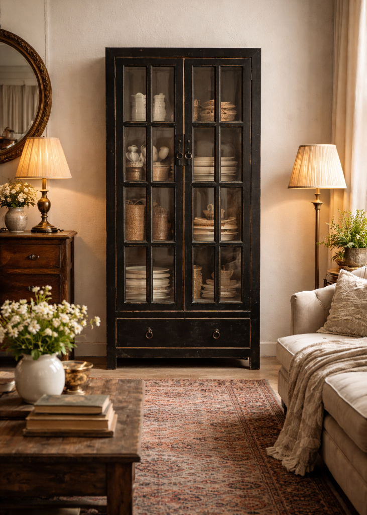 Vitrine Unikat schwarz vintage Landhausstil