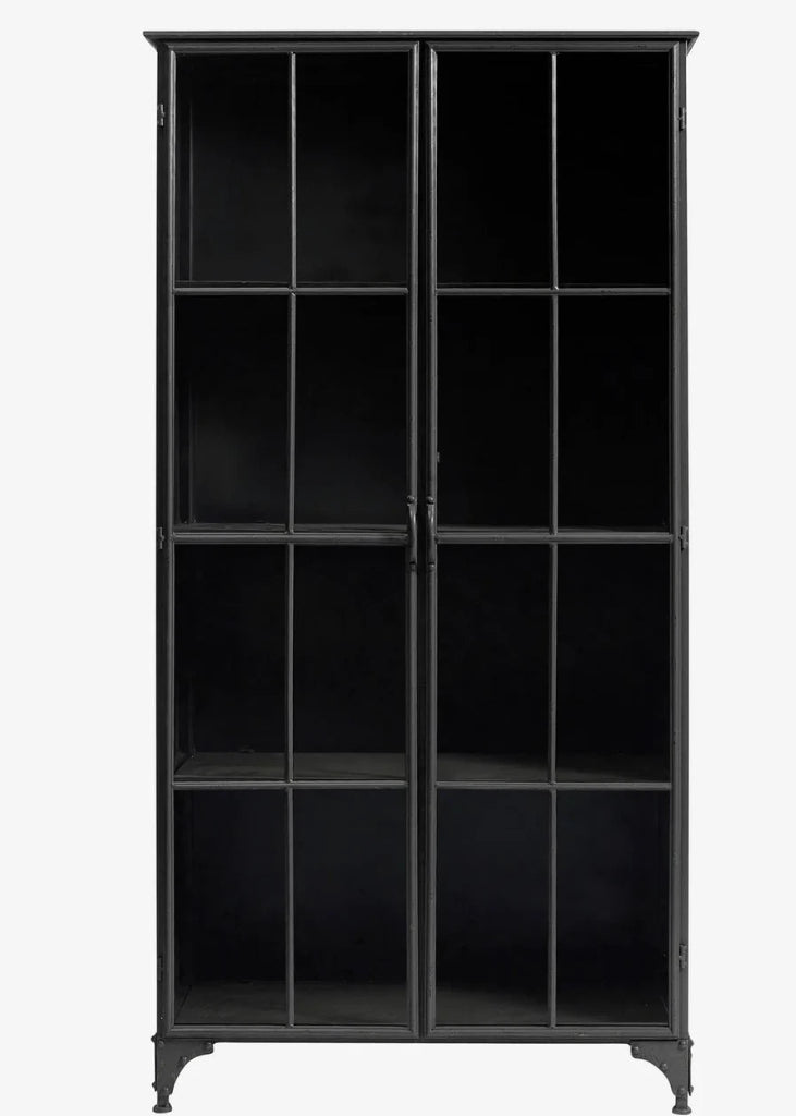 Vitrine schwarz Metall 2 Türen H 184 x B 97 cm - Industriedesign
