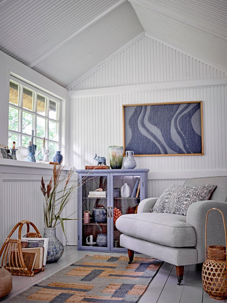 Wandvitrine vintage blau H 91 cm Landhaus