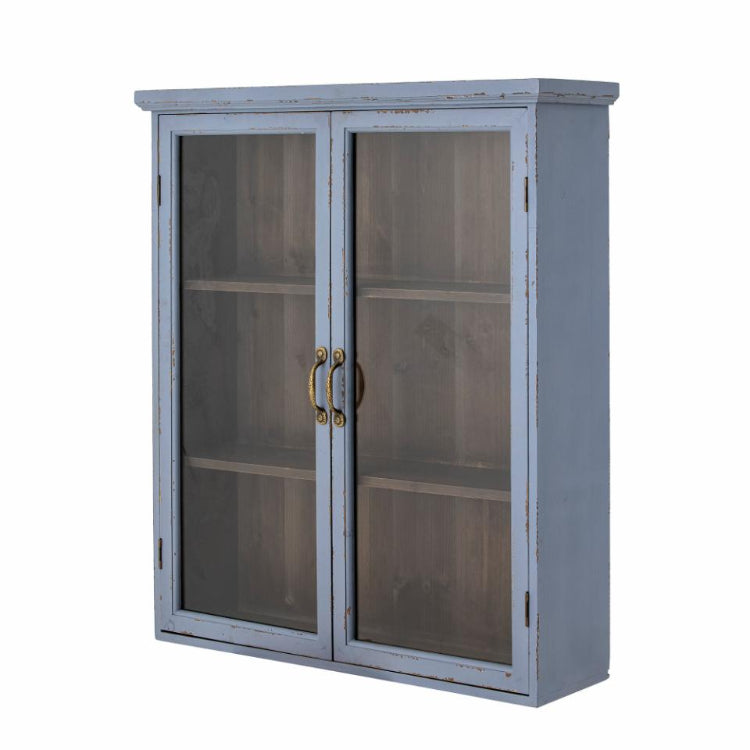 Wandvitrine vintage blau H 91 cm Landhaus
