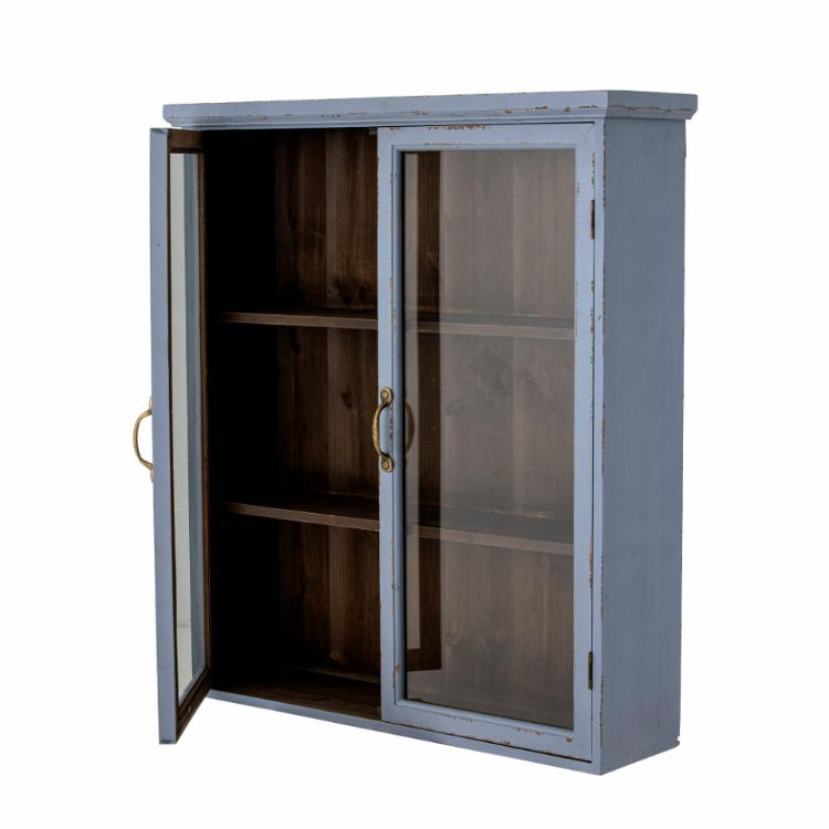 Wandvitrine vintage blau H 91 cm Landhaus