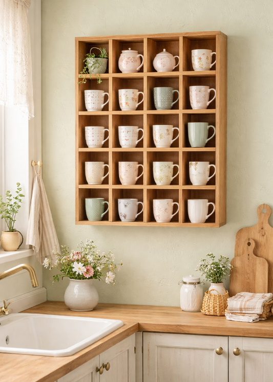 Holz Wandregal 20 Fächer Landhausstil