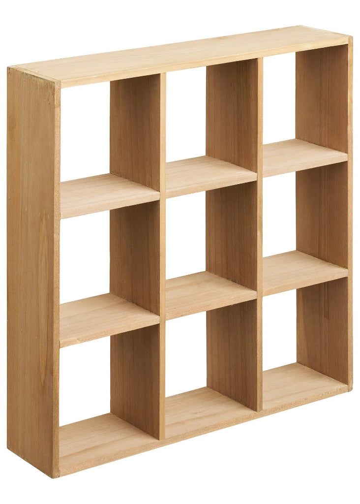 Wandregal LISA 9 Fächer Holz natur 46 x 10 x 46 cm Landhausstil