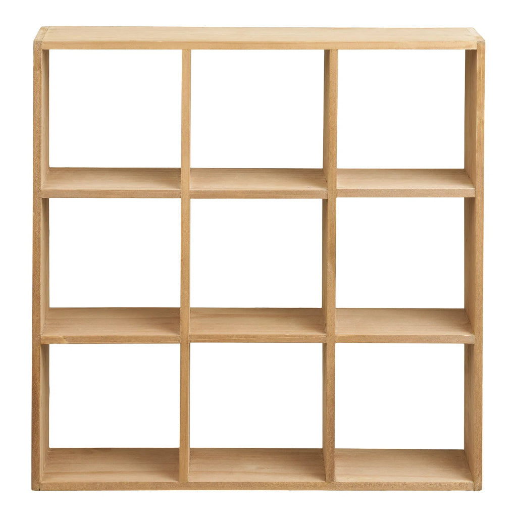 Wandregal LISA 9 Fächer Holz natur 46 x 10 x 46 cm Landhausstil