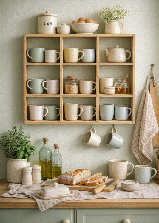 Wandregal LISA 9 Fächer Holz natur 46 x 10 x 46 cm Landhausstil