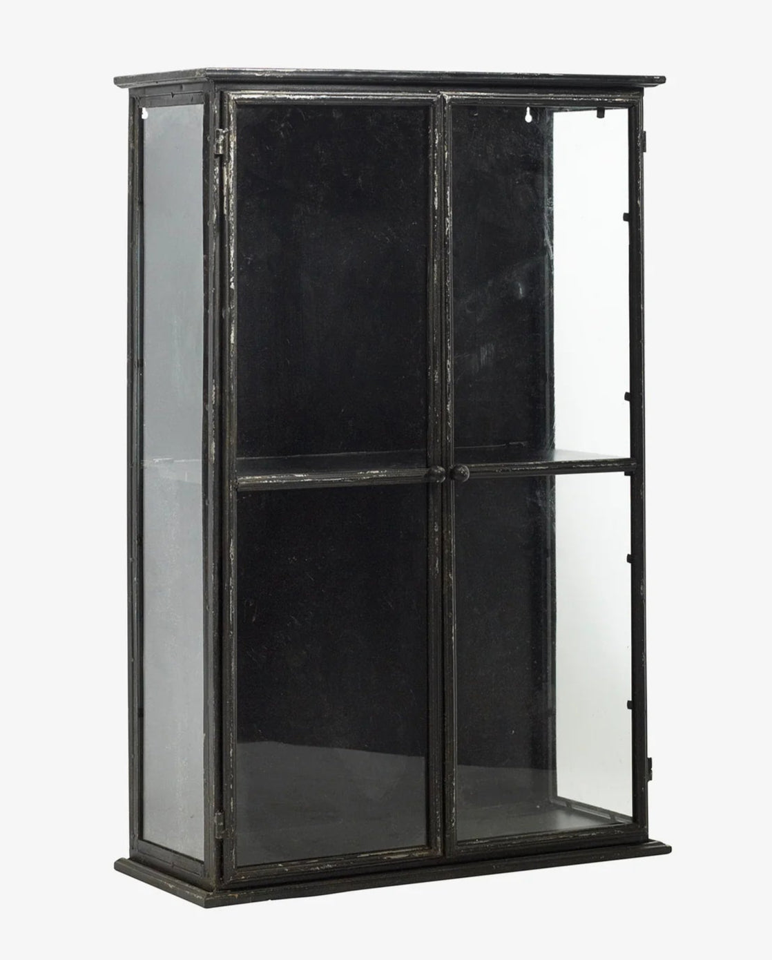 Wandvitrine schwarz Metall H 81 cm industrial