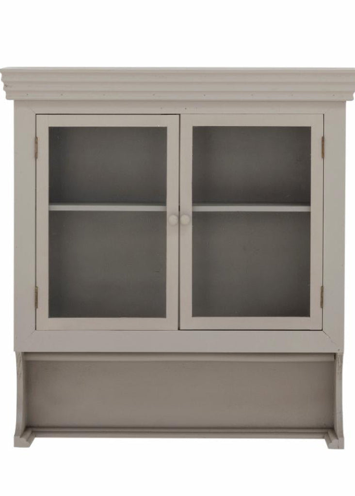 Wandvitrine H 70 cm grau Holz & Glas Landhausstil