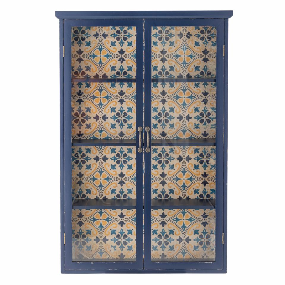 Wandvitrine  blau-bunt vintage 122cm Landhaus 