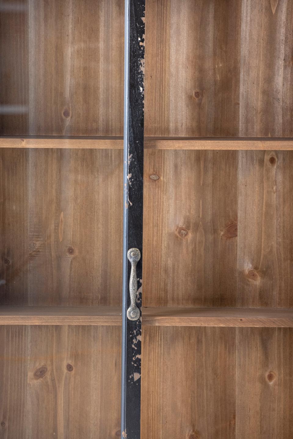 Wandvitrine schwarz 122cm - Shabby Chic Landhaus, Glastür mit Metallgriff