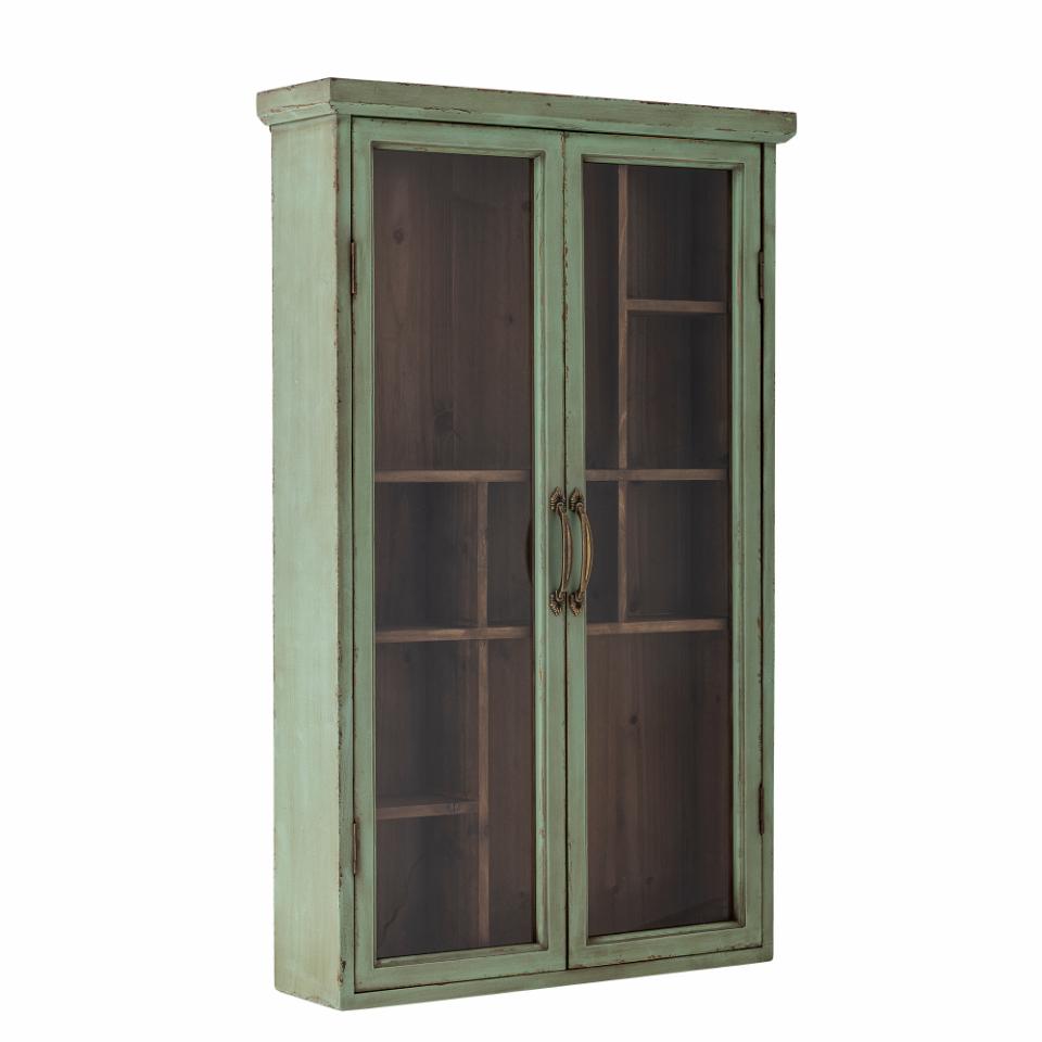 Landhaus Wandvitrine SAIKA vintage grün H 80 cm