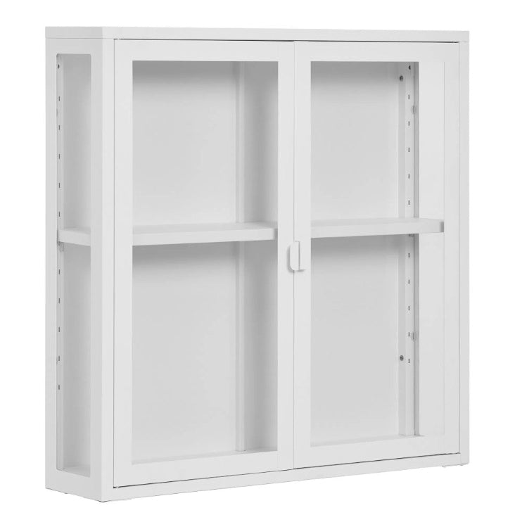 Weiße Wandvitrine Metall 80x80 cm Landhausstil