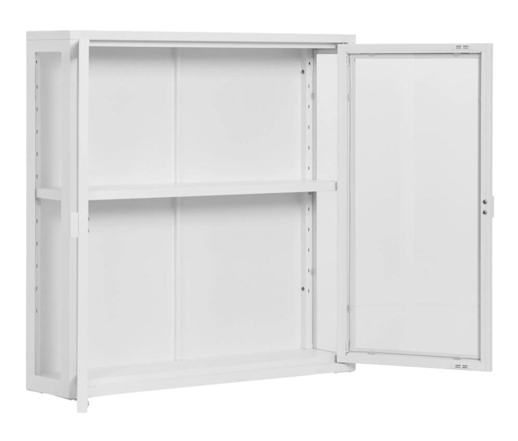 Weiße Wandvitrine Metall 80x80 cm Landhausstil