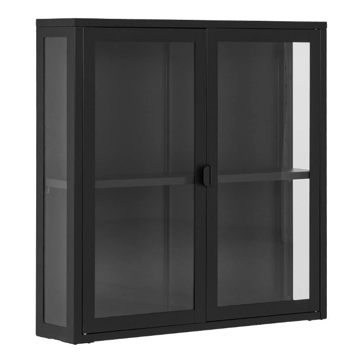Wandvitrine schwarz 80x80 cm Metall & Glas – Moderner Hängeschrank