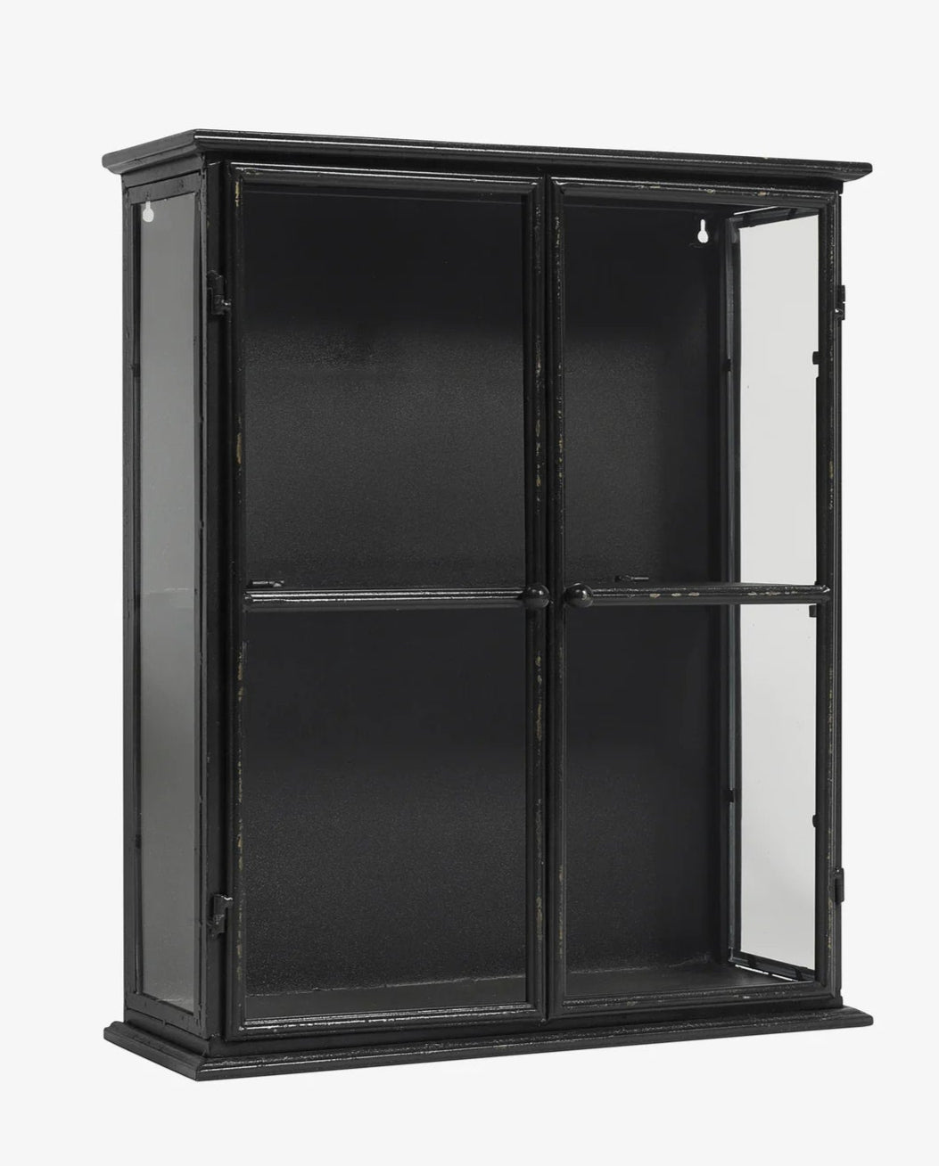 Wandvitrine schwarz Metall H 60 cm industrial