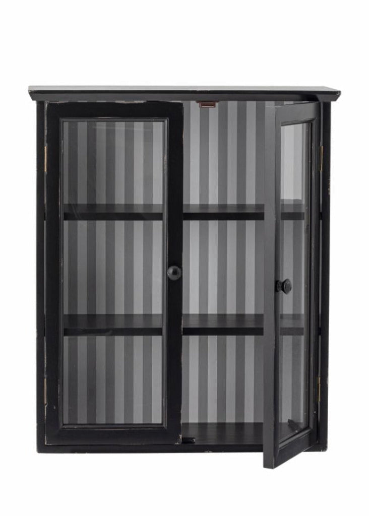 Wandvitrine JACKY schwarz H 66 cm shabby chic Landhausstil