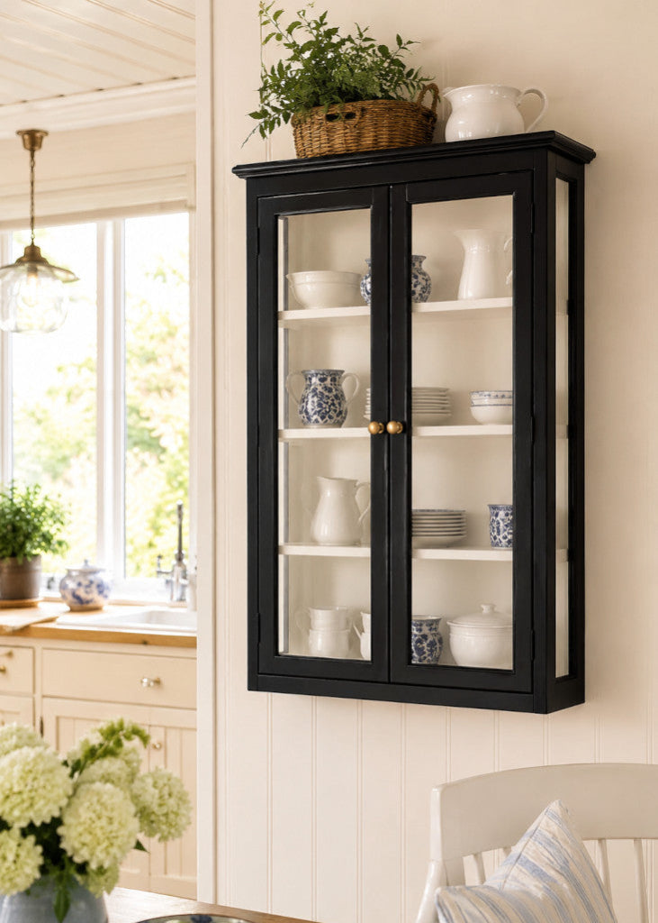 Wandvitrine TELLA Schwarz Weiß Im Landhausstil