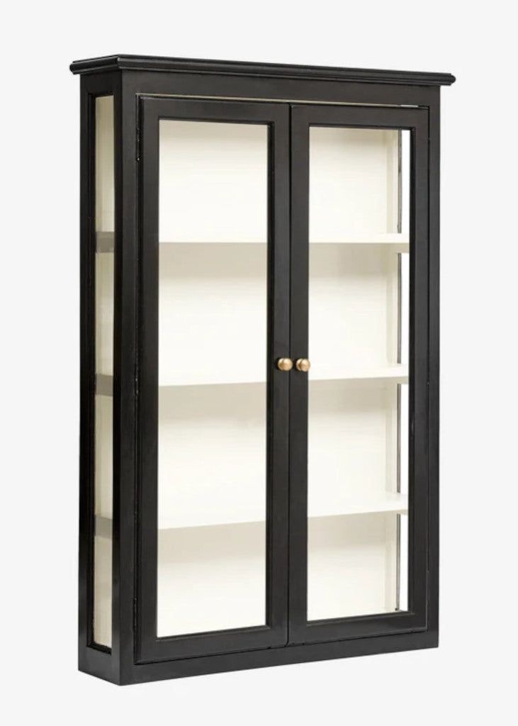 Schwarzer Hängeschrank Mit Zwei Glastüren
