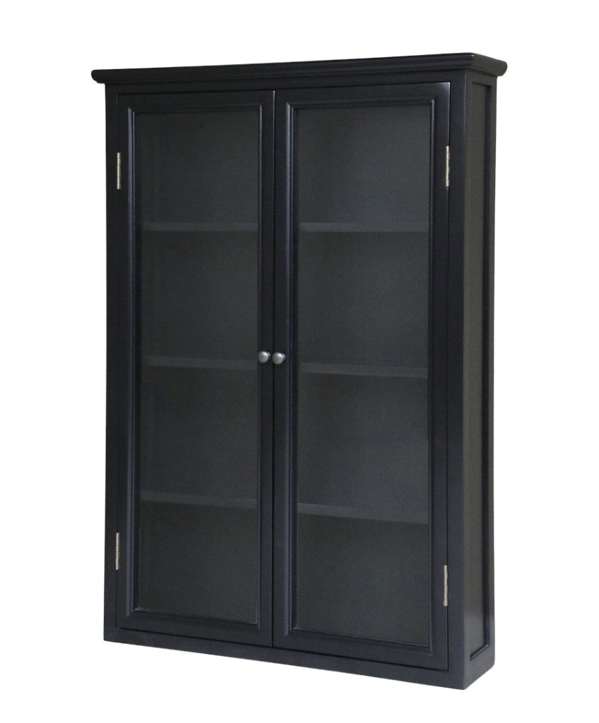 Landhaus Wandvitrine schwarz H 120 cm