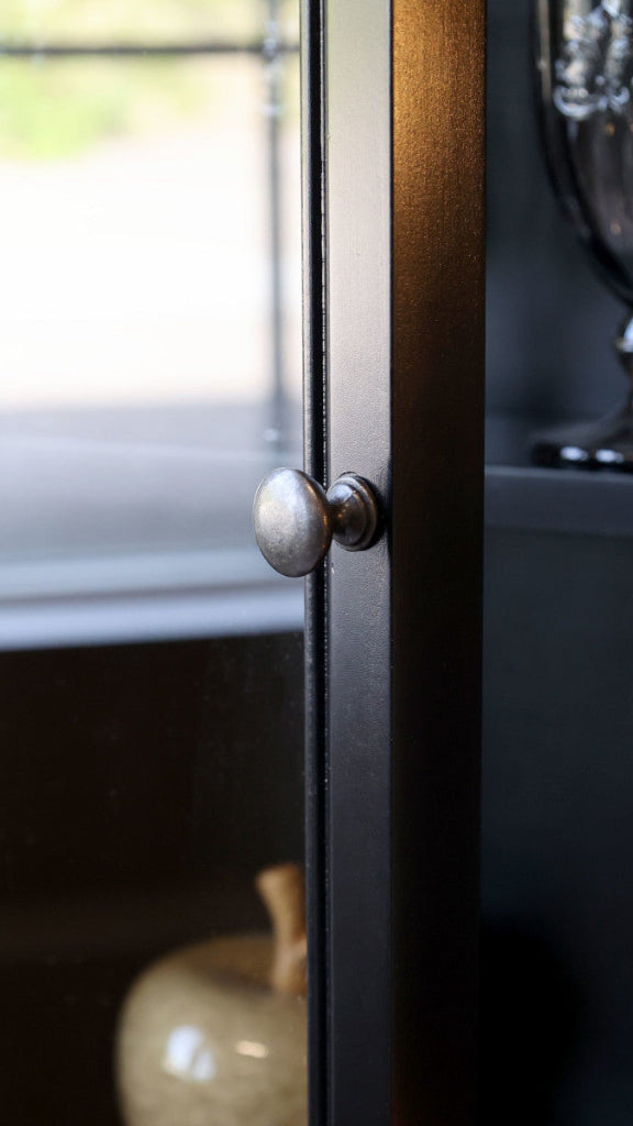 Landhaus Wandvitrine schwarz H 120 cm