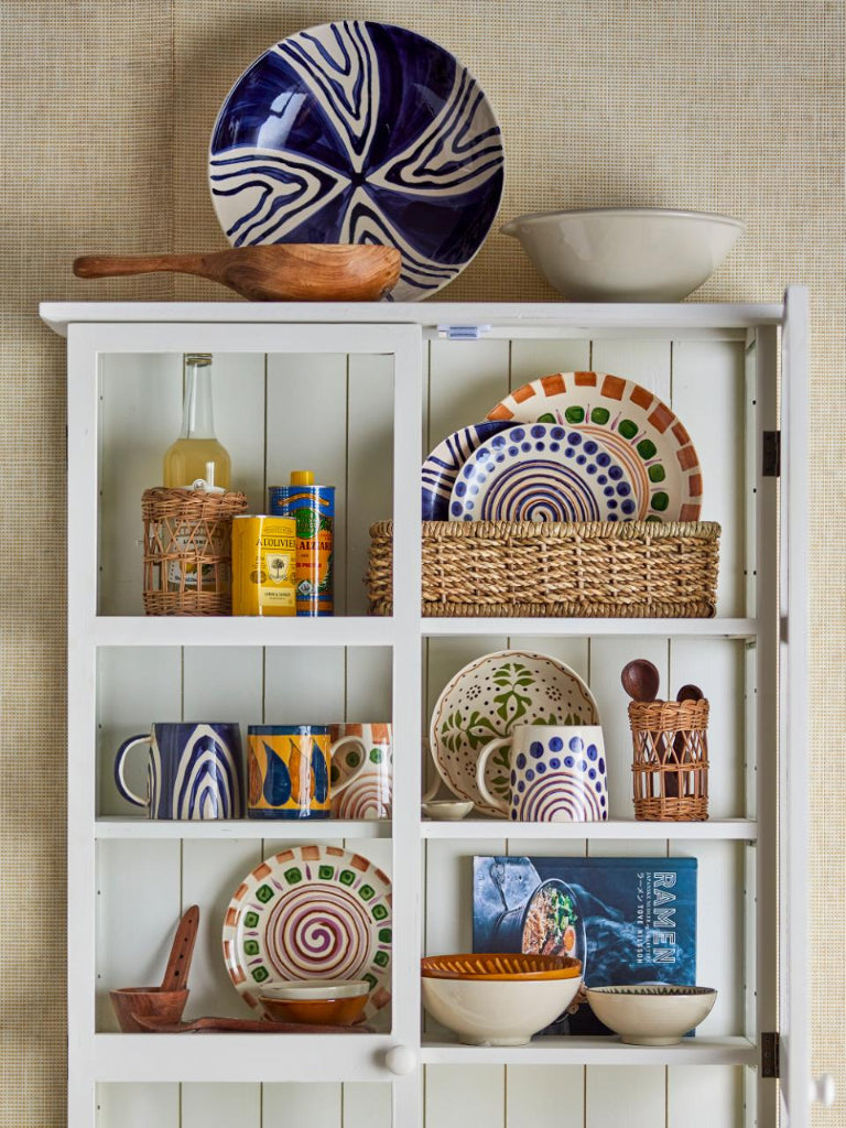 Weiße Landhaus Vitrine, Vitrinenschrank H 160 cm