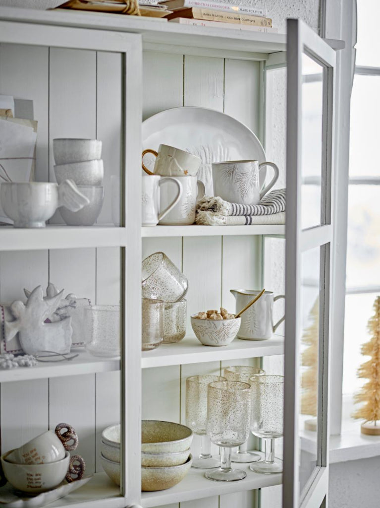 Weiße Landhaus Vitrine, Vitrinenschrank H 160 cm