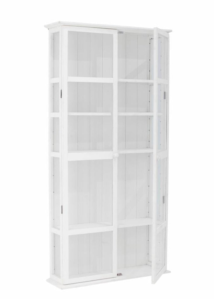 Weiße Landhaus Vitrine, Vitrinenschrank H 160 cm