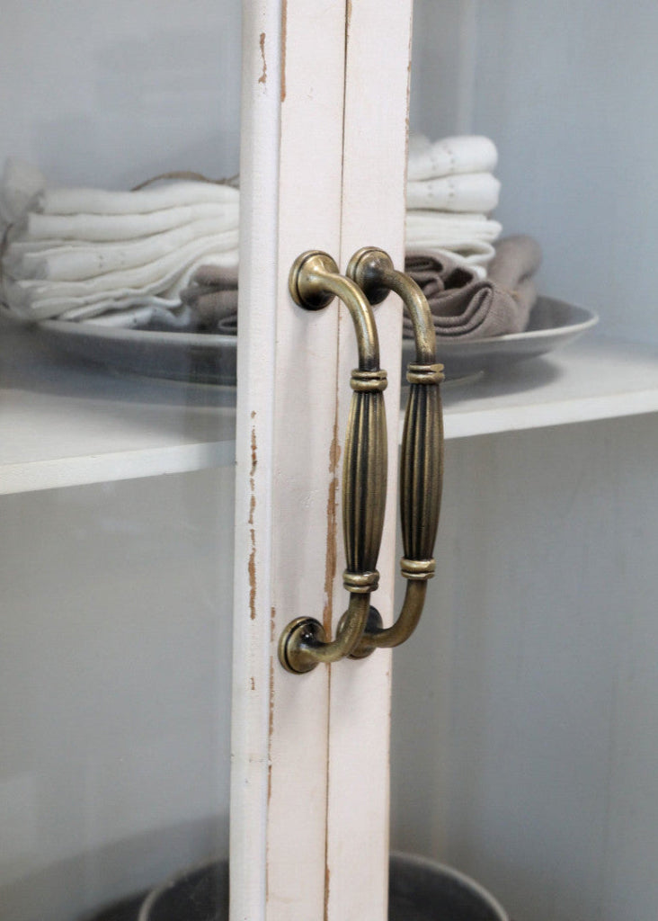 Shabby weiße Vitrine im Landhausstil - 4 Türen, weiße Landhausmöbel