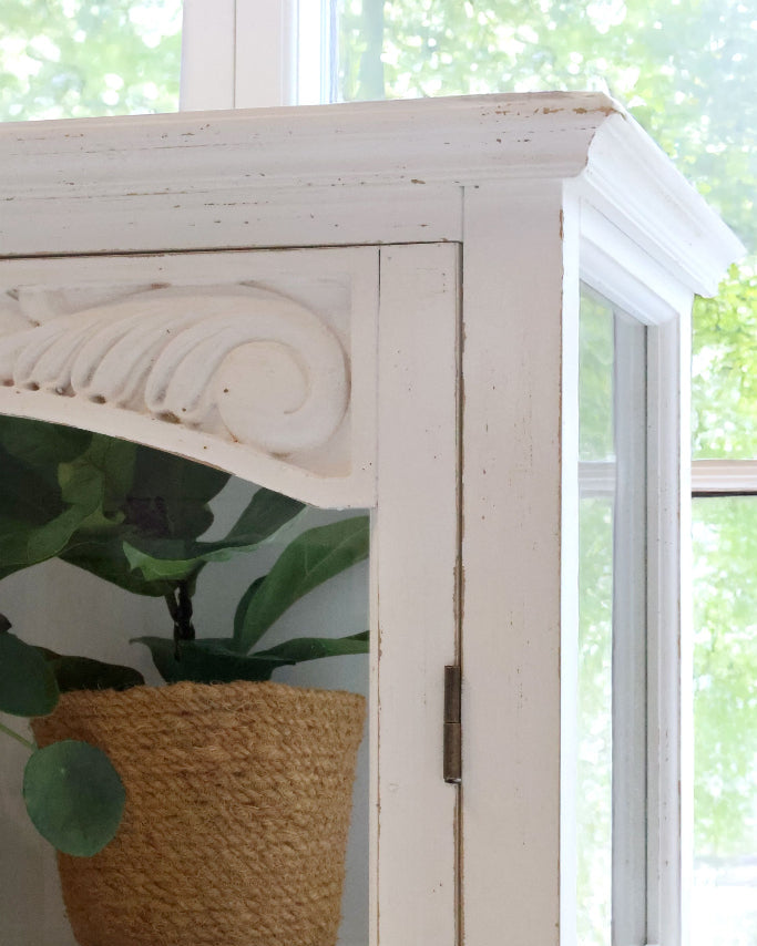 Antik weiße Vitrine, Landhaus Küchenschrank